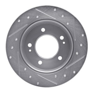Hyundai Elantra Coupe Brake Rotor (1) - Rear Left - R1 Concepts - Drilled & Slotted - Silver - `11-`25